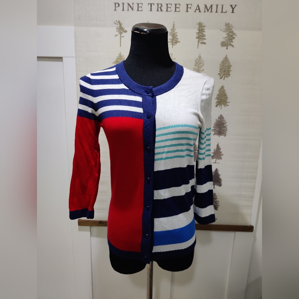 Kate Spade Colorblock Striped Button-Front Cardigan Sweater Women’s Small